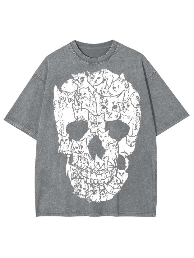 Cats Of The Skull Washed Tshirt