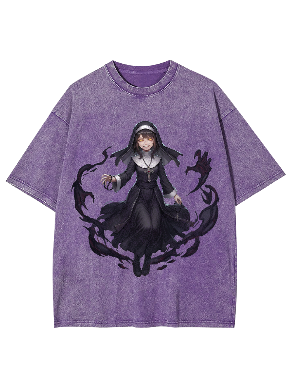 Dark Comic Nun Washed Tshirt