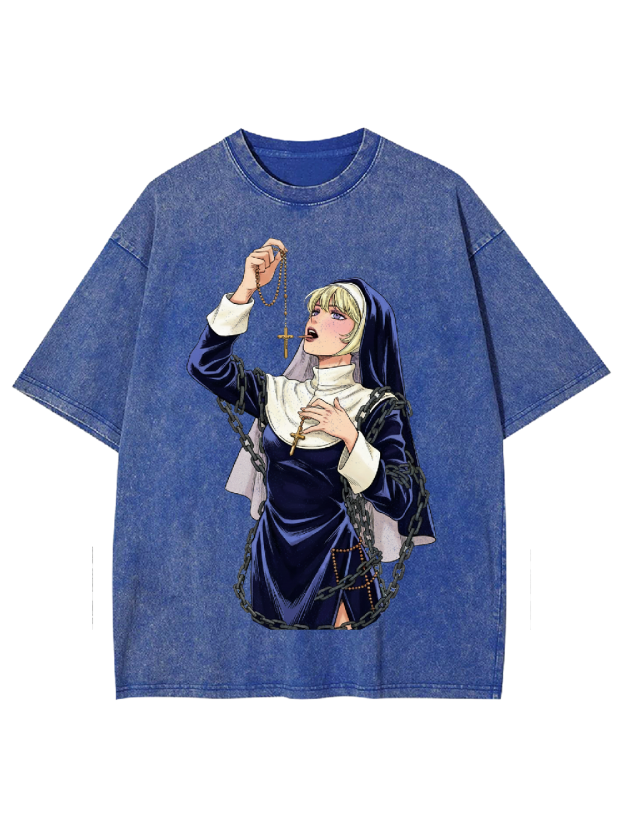 Licking Manga Nun Washed Tshirt