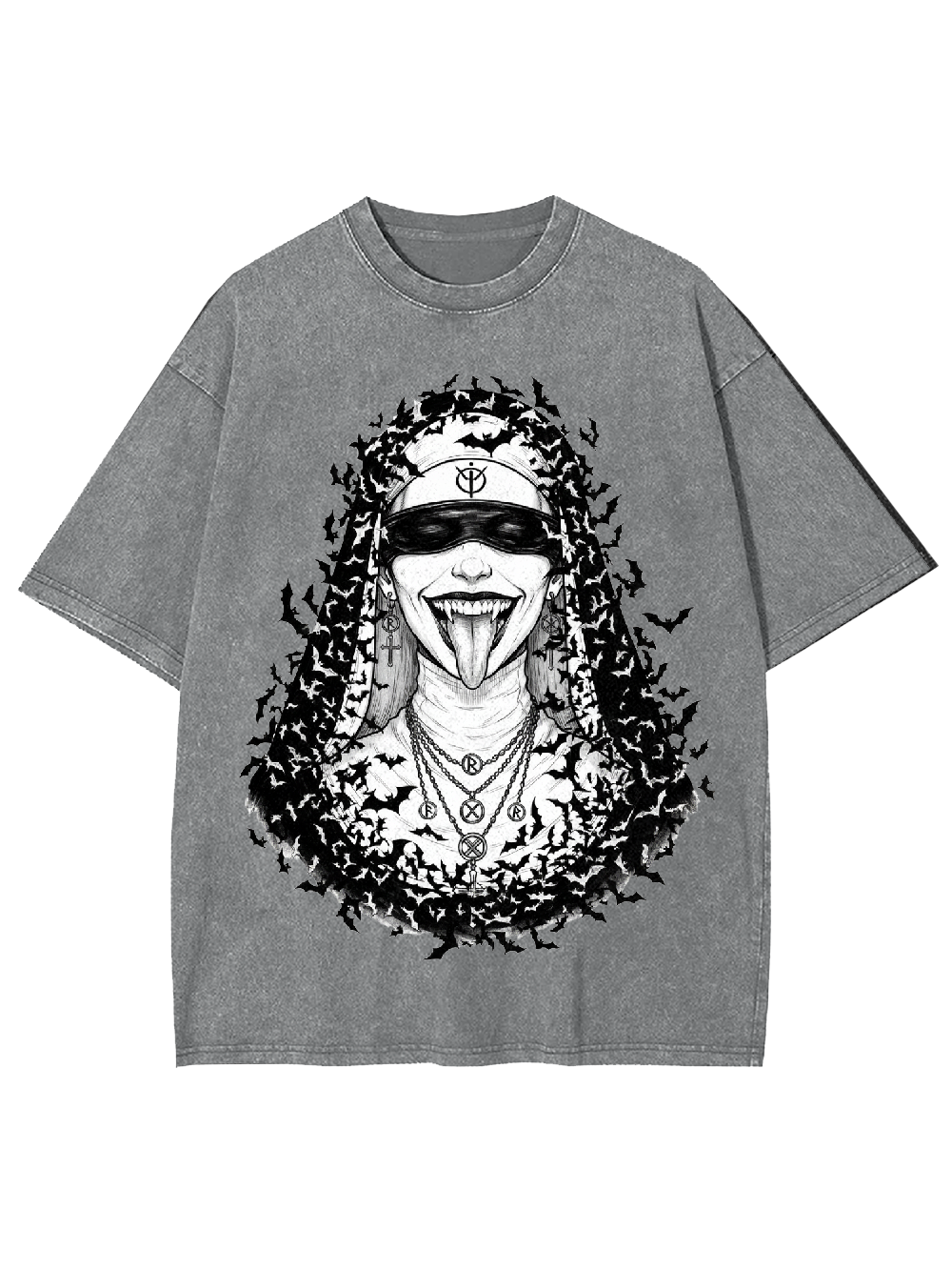 Bat Goth Nun Washed Tshirt