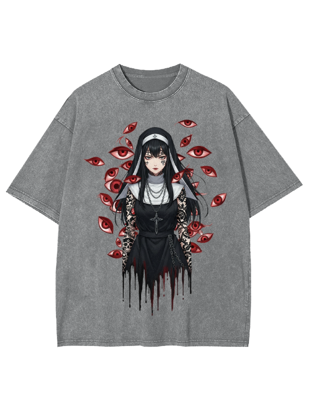 Multi-Eyed Nun Washed Tshirt