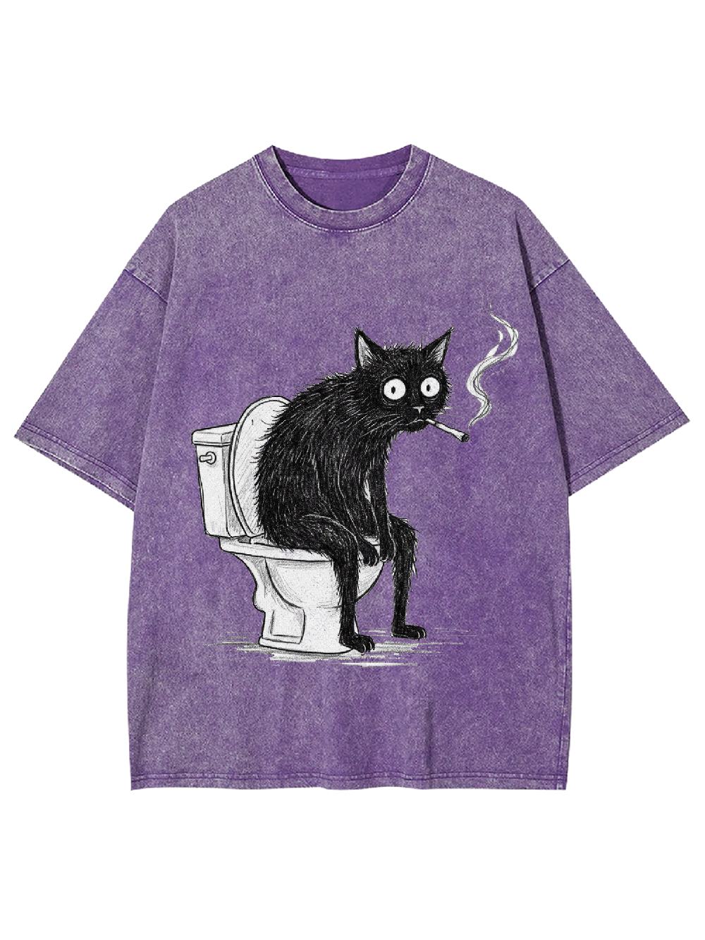 Cat smoking on the toilet Washed Tshirt