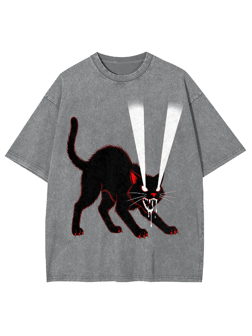 Glowing-Eyed Cat Washed Tshirt