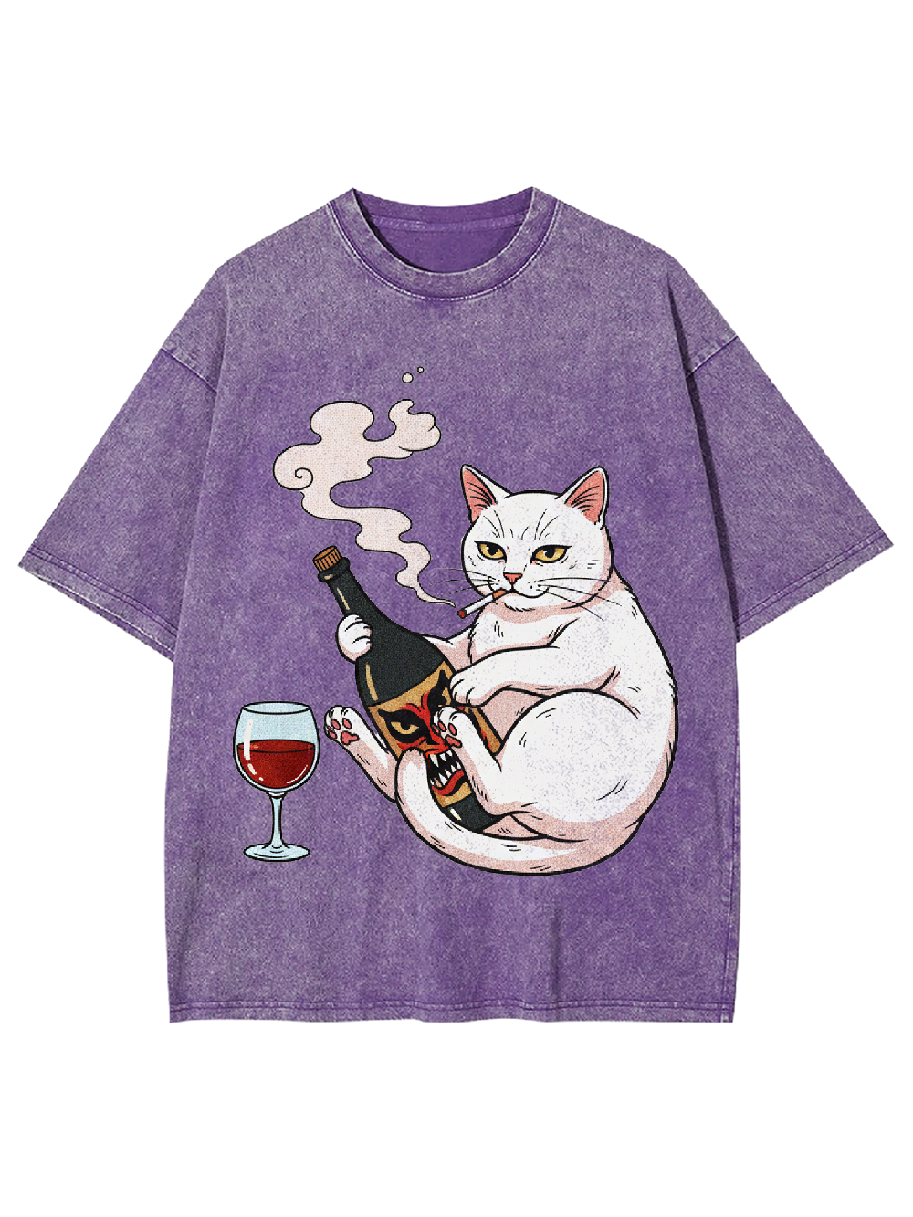 Drinking Rebellious Cat Washed Tshirt