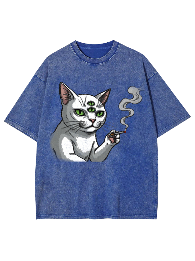 The Unruly Smoking Cat Washed Tshirt
