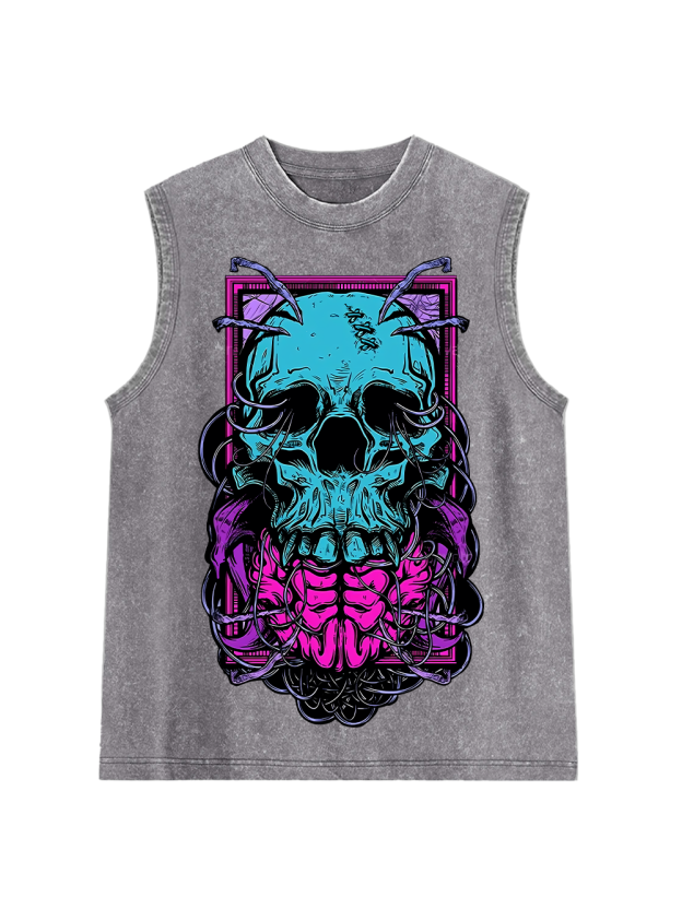 Cyber Skull Washed Tank Top