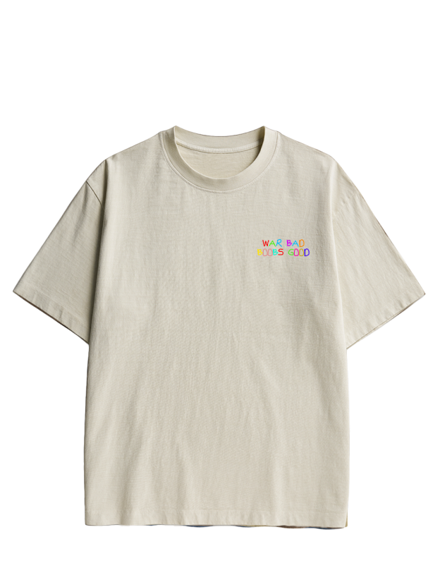 WAR BAD BOOBS GOOD Double Sided Print Washed TShirt