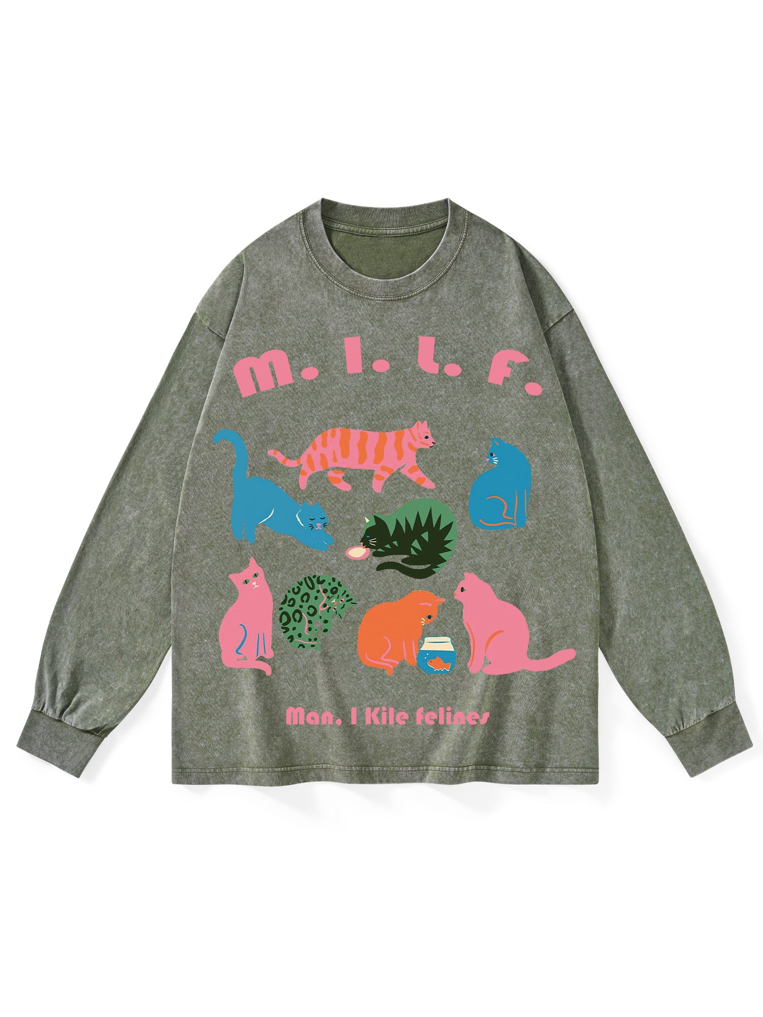 Milf Washed Long-Sleeve Tshirt-ClassyOutlaw