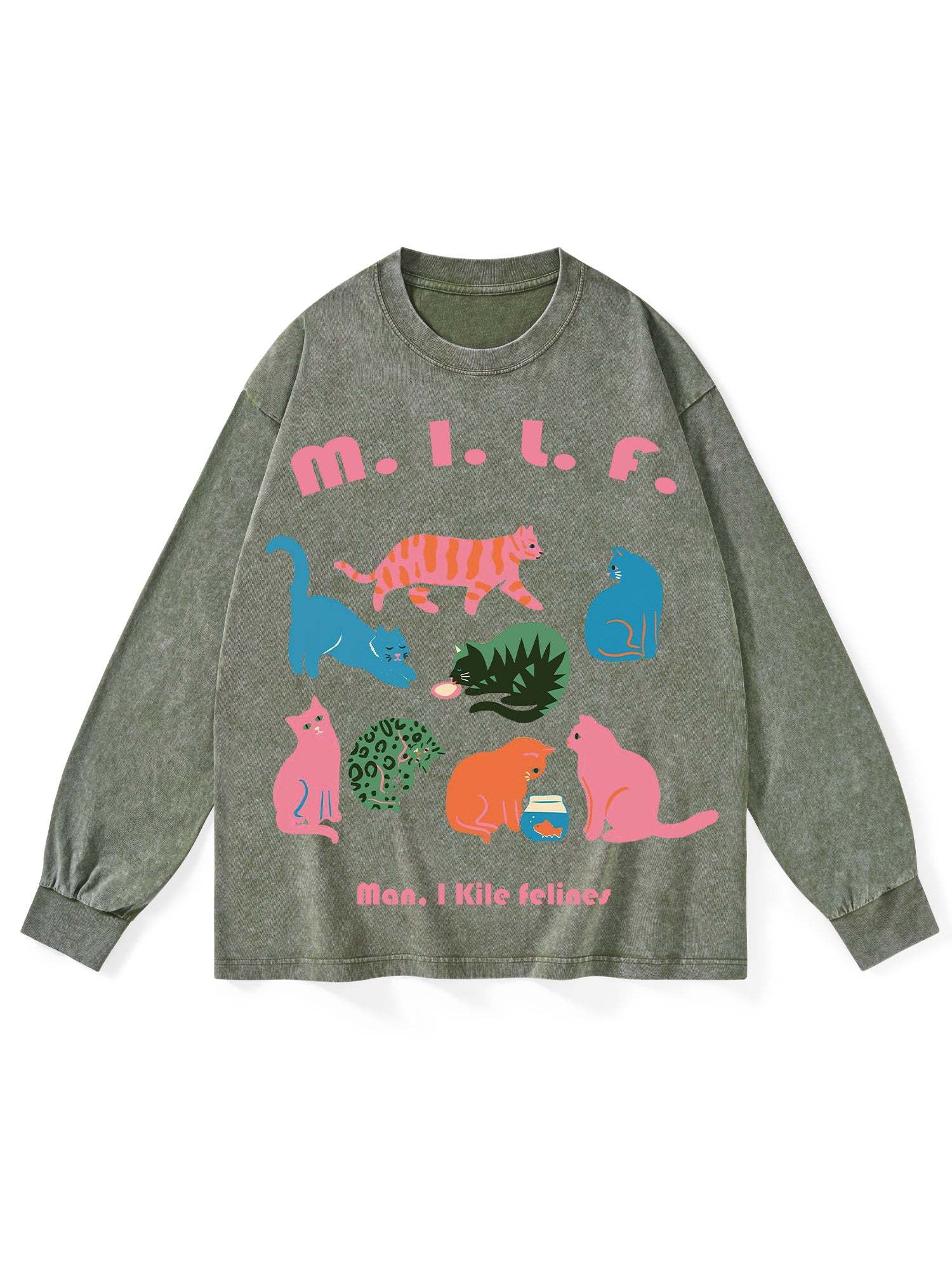 Milf Washed Long-Sleeve Tshirt-ClassyOutlaw