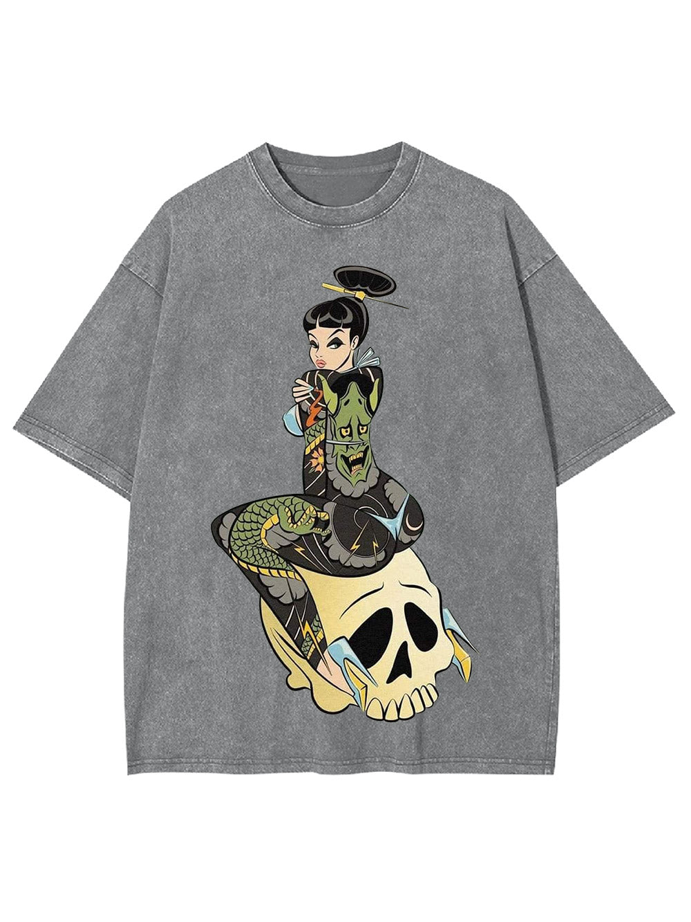 Tattoo And Skull Washed Tshirt