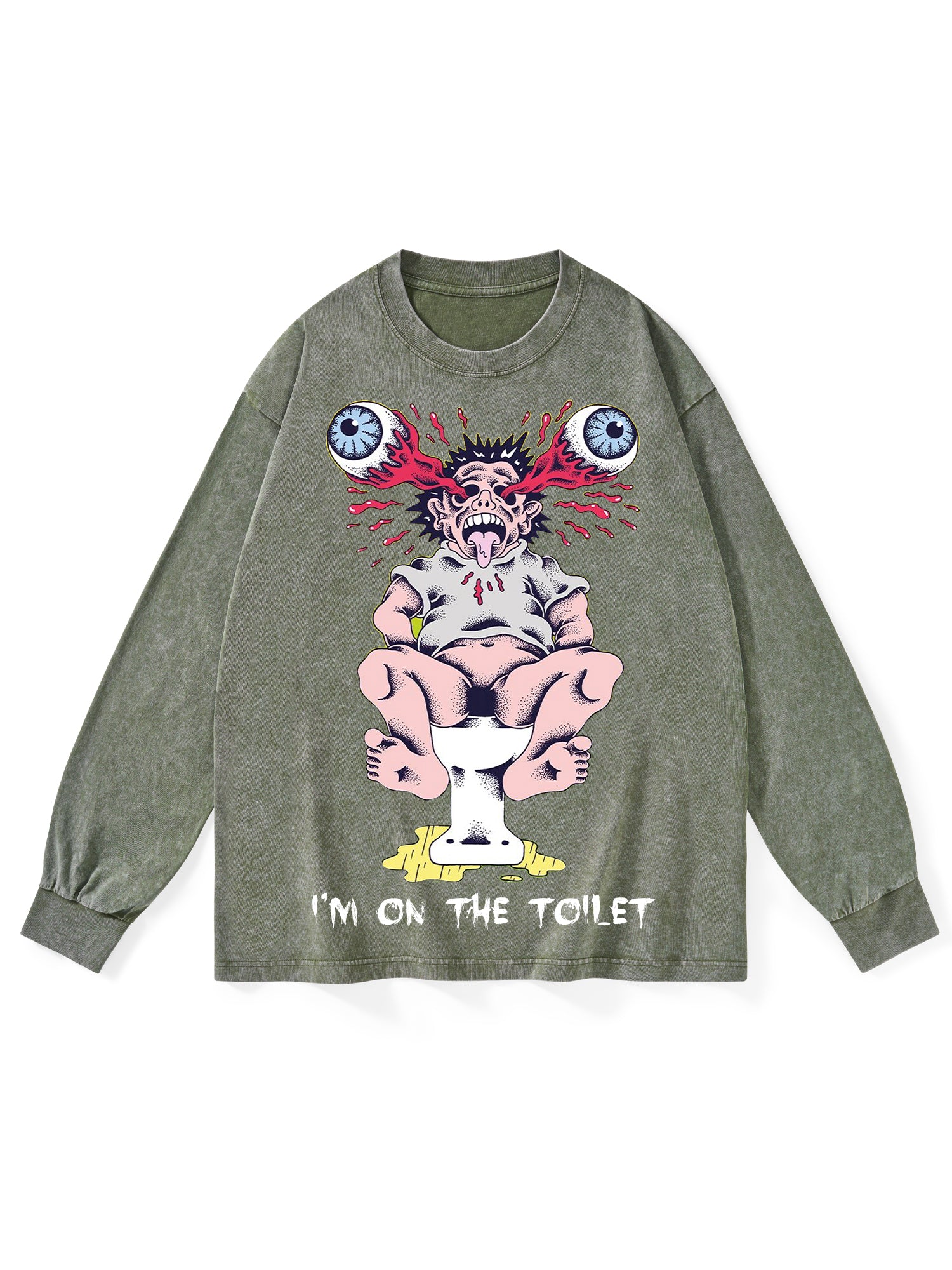 I'm On The Toilet Washed Long-Sleeve Tshirt-ClassyOutlaw