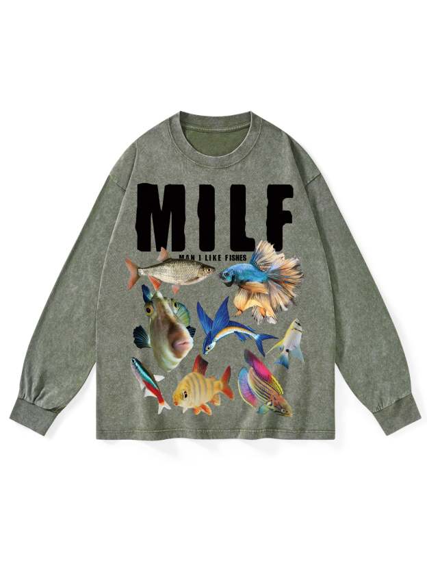Milf Washed Long-Sleeve Tshirt-ClassyOutlaw