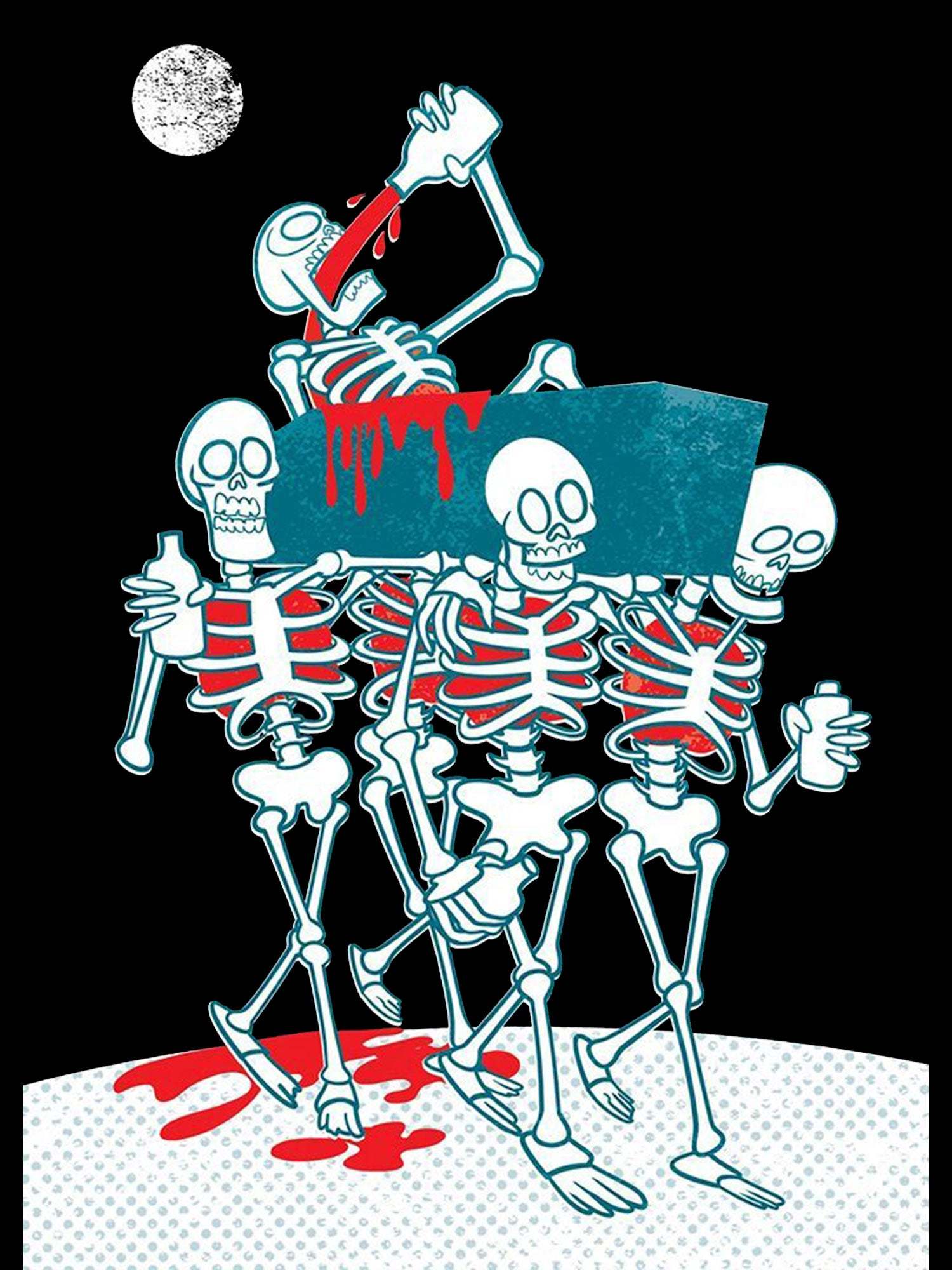 Dance Of The Skeletons Under The Moon Washed Tshirt