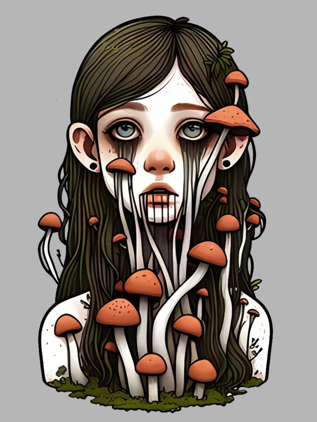 Mushroom Girl Washed Tshirt