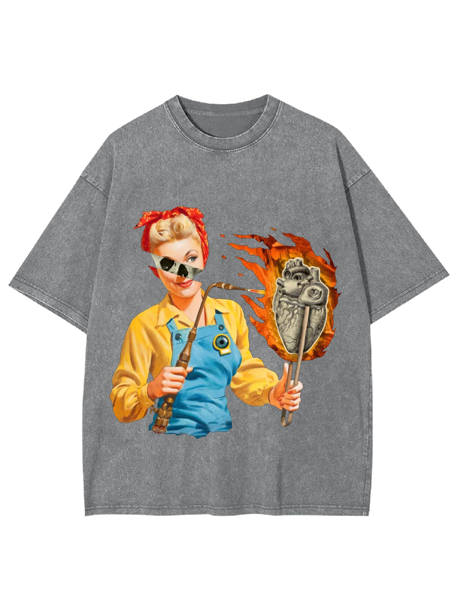 Burning Heart Washed Tshirt