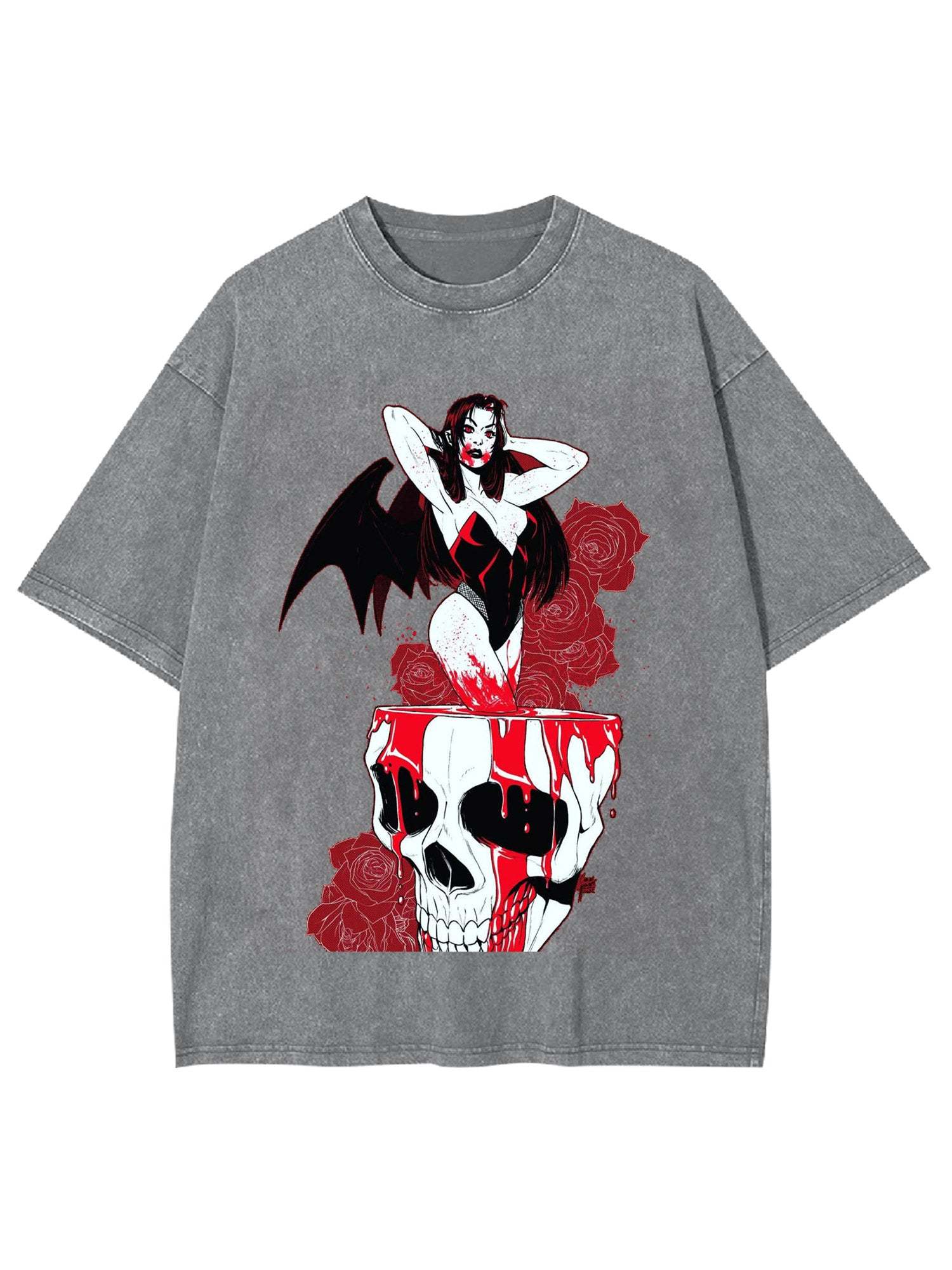 Vampiric Seduction Washed Tshirt-ClassyOutlaw Sale