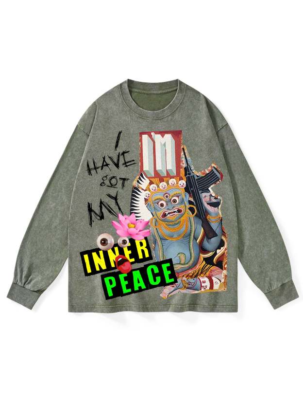 I Have Got My Inner Peace Washed Long-Sleeve Tshirt-ClassyOutlaw
