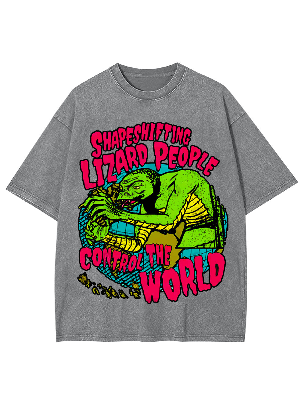 Reptilian Masters Of The World Washed Tshirt
