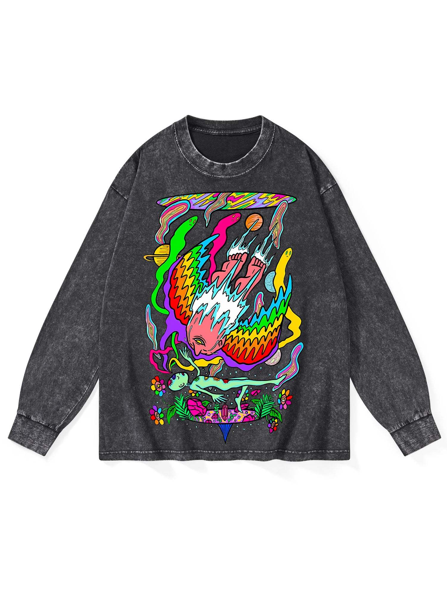 Spiritual Realms Washed Long-Sleeve Tshirt-ClassyOutlaw Sale