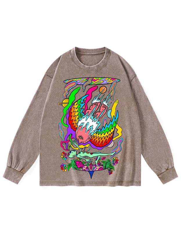 SPIRITUAL REALMS WASHED LONG-SLEEVE TSHIRT