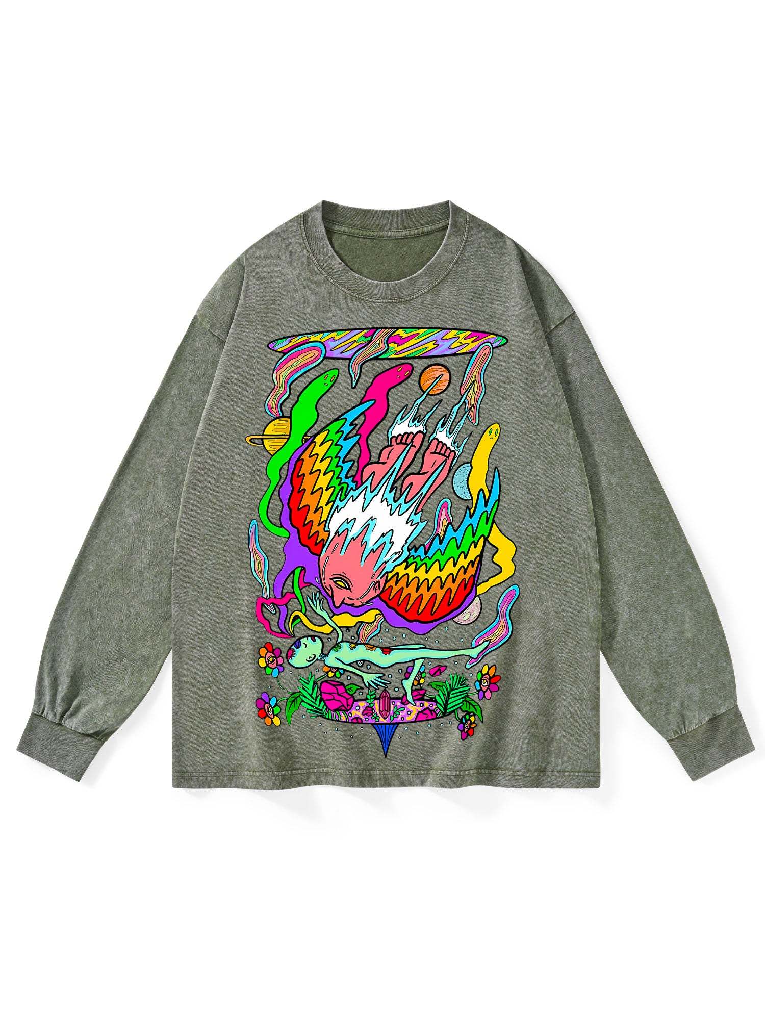 SPIRITUAL REALMS WASHED LONG-SLEEVE TSHIRT