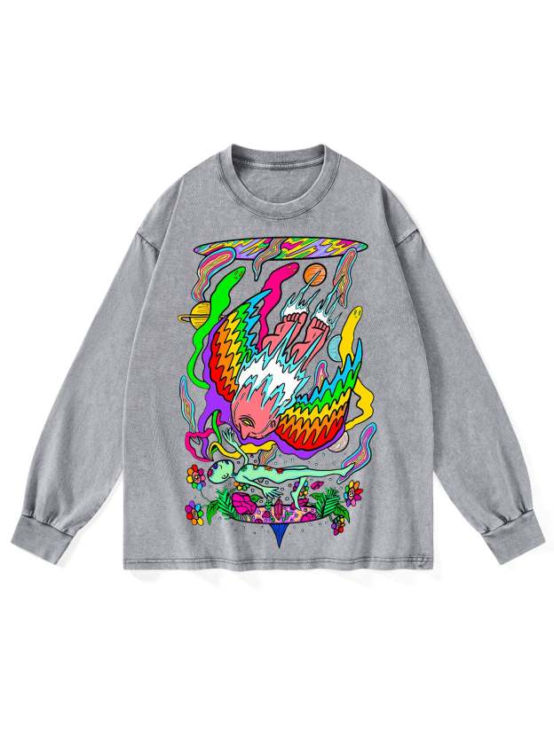 SPIRITUAL REALMS WASHED LONG-SLEEVE TSHIRT