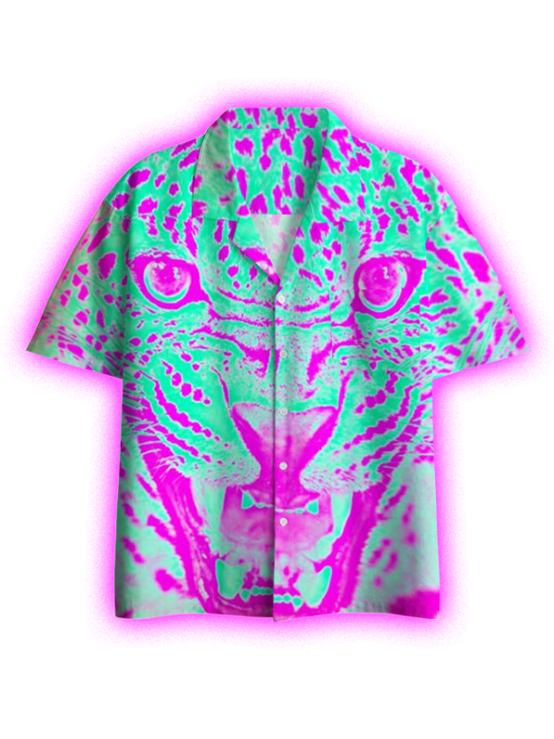 NEON TIGER BUTTON UP POCKET SHIRT