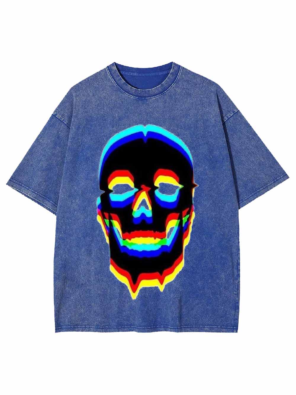 Cyberpunk Neon Skull Washed Tshirt
