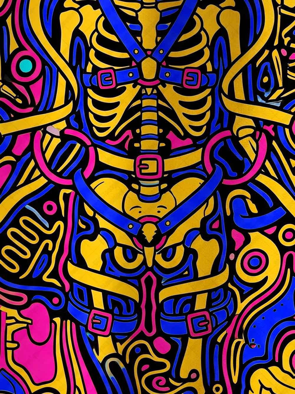 Techno‑Trance Skeleton Graphic T-shirt