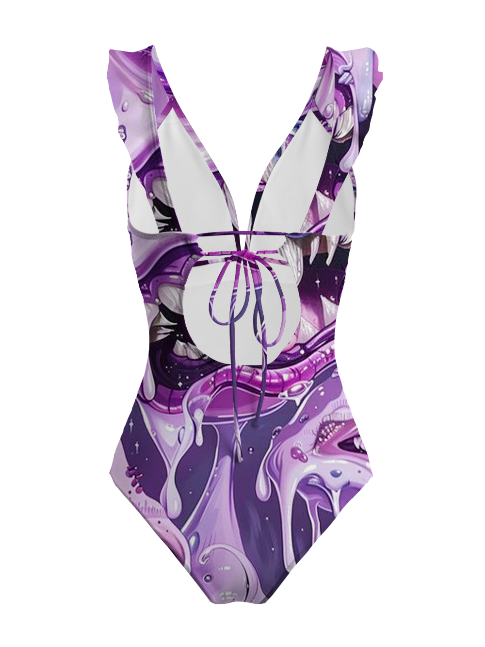 PURPLE BEAST V-NECK ONE PIECE SWIMSUIT