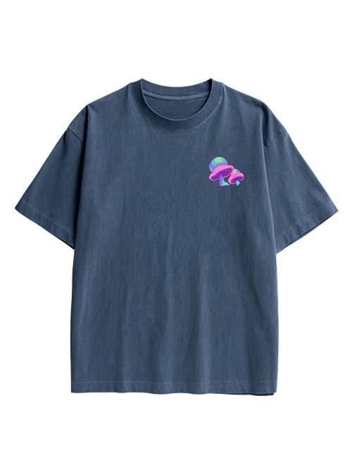 Mushroom Double Sided Print Washed TShirt