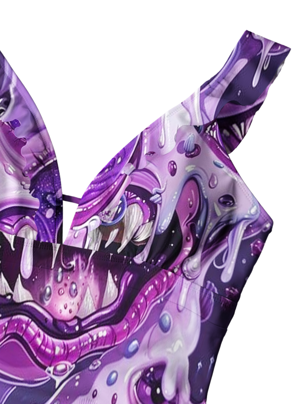 PURPLE BEAST V-NECK ONE PIECE SWIMSUIT