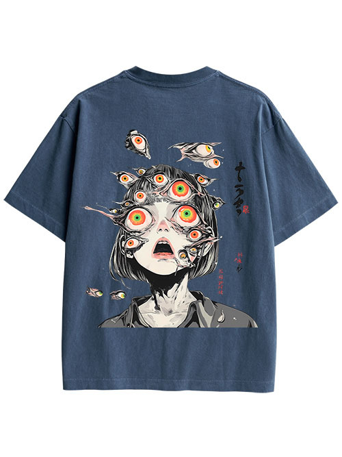 MULTITUDE OF GAZES DOUBLE SIDED PRINT WASHED TSHIRT