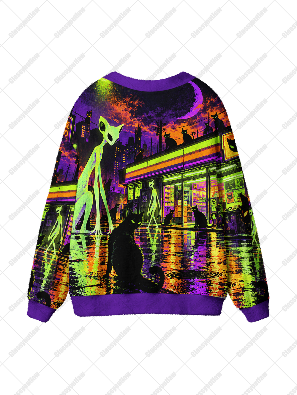 NEON ALIEN TOWN UGLY CARDIGAN SWEATERS