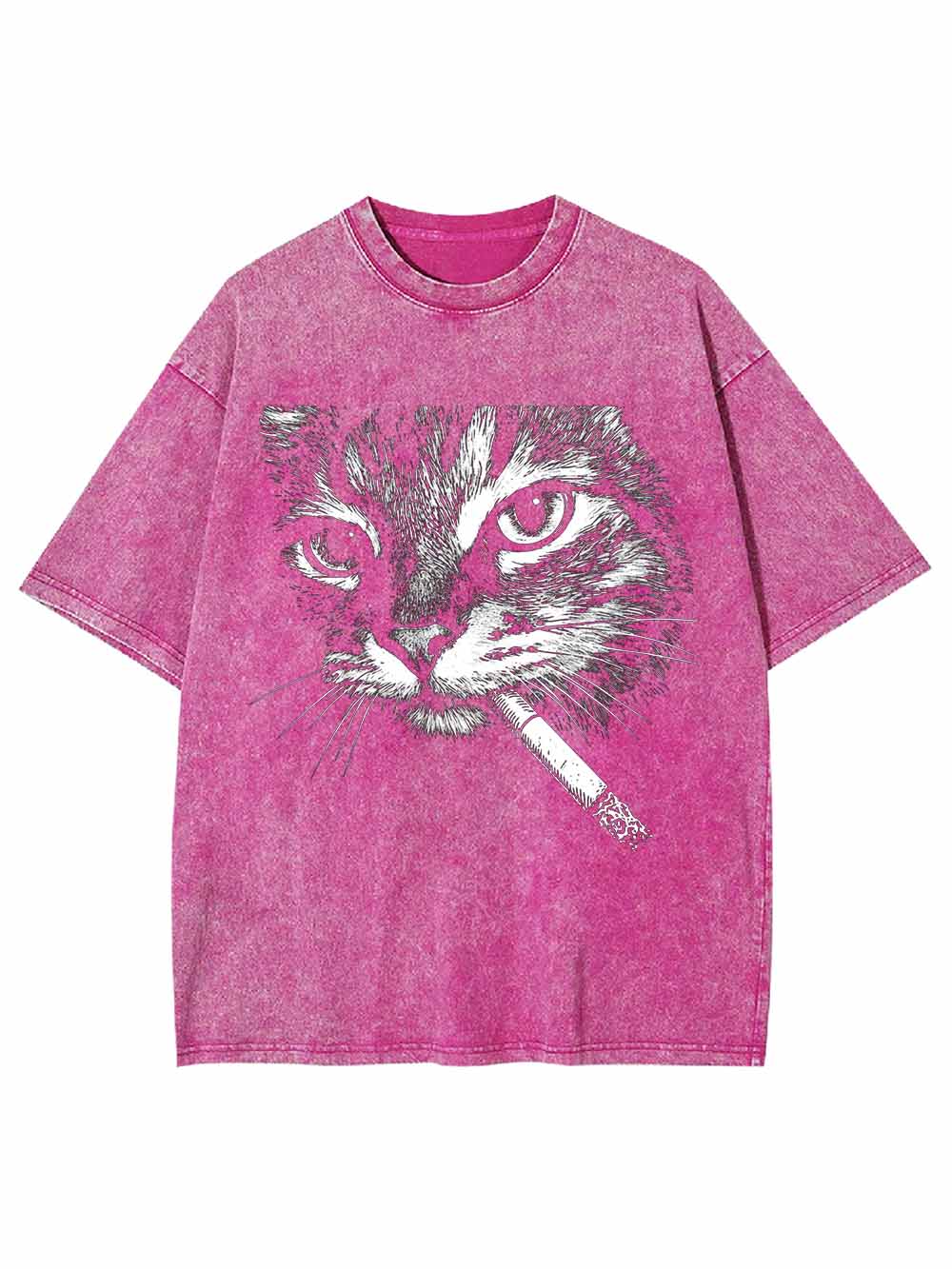 Cat With Cigarette Washed Tshirt