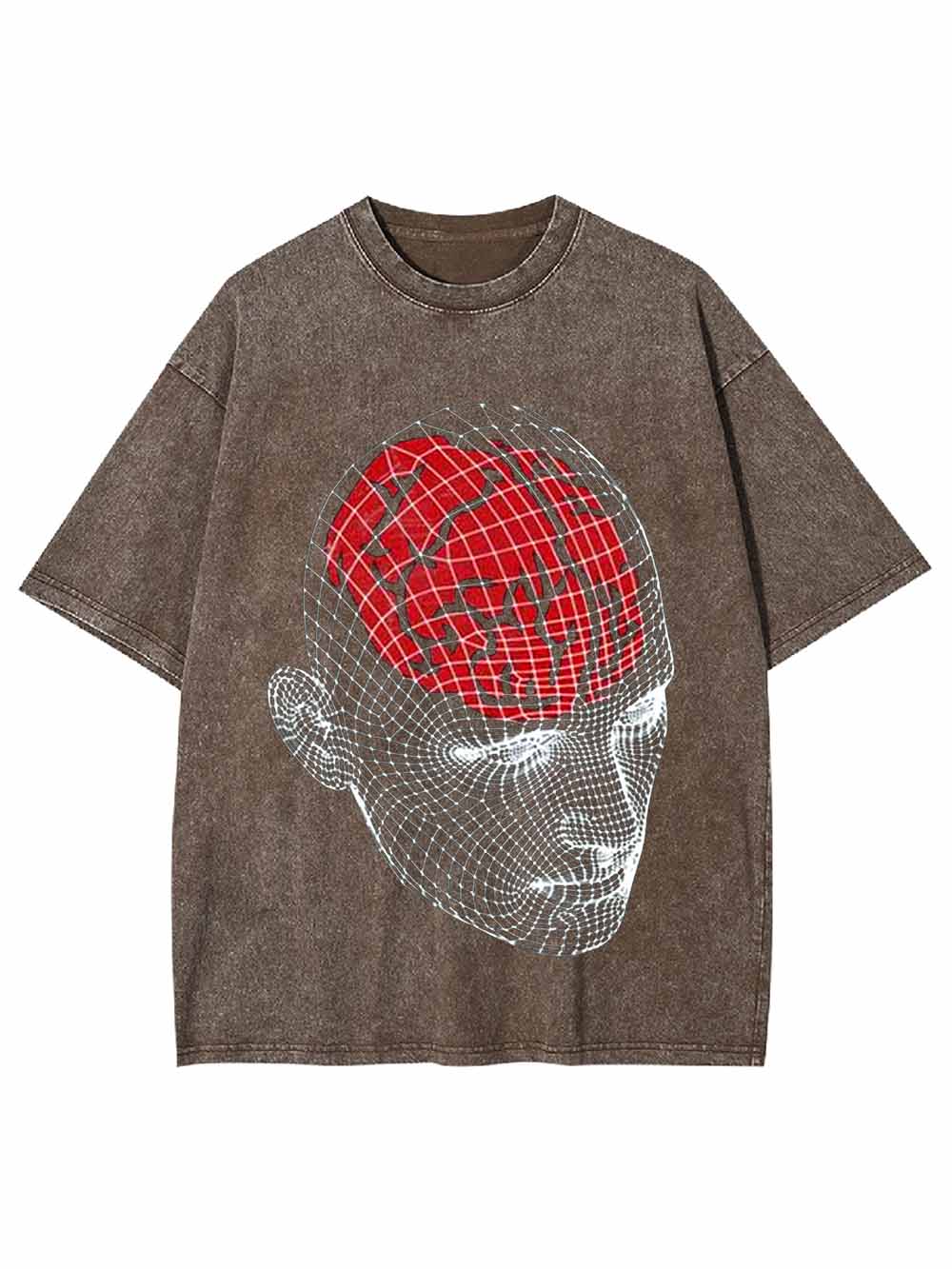 Wireframe Red Brain Washed Tshirt