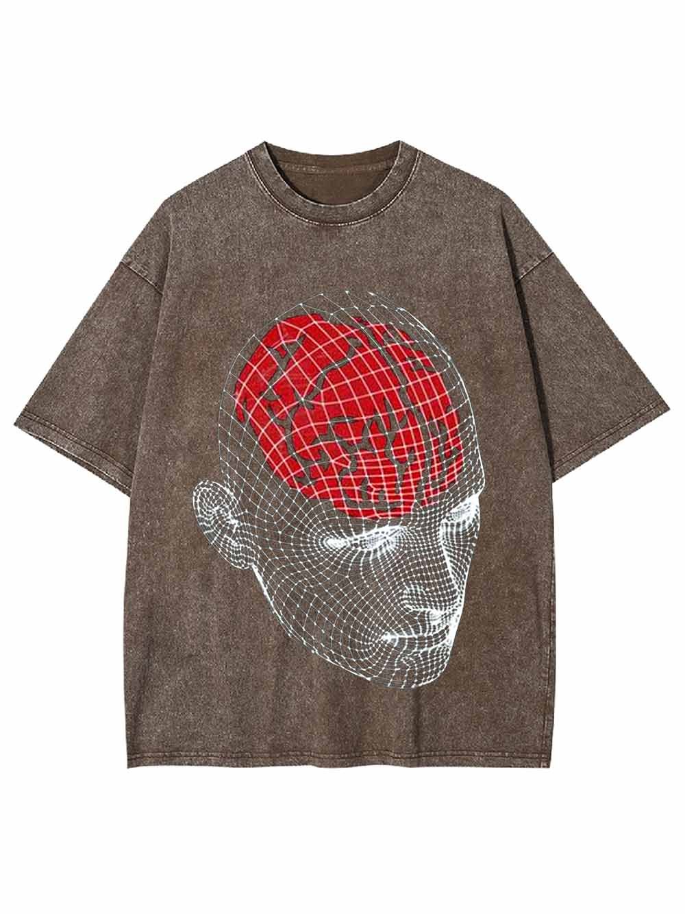 Wireframe Red Brain Washed Tshirt