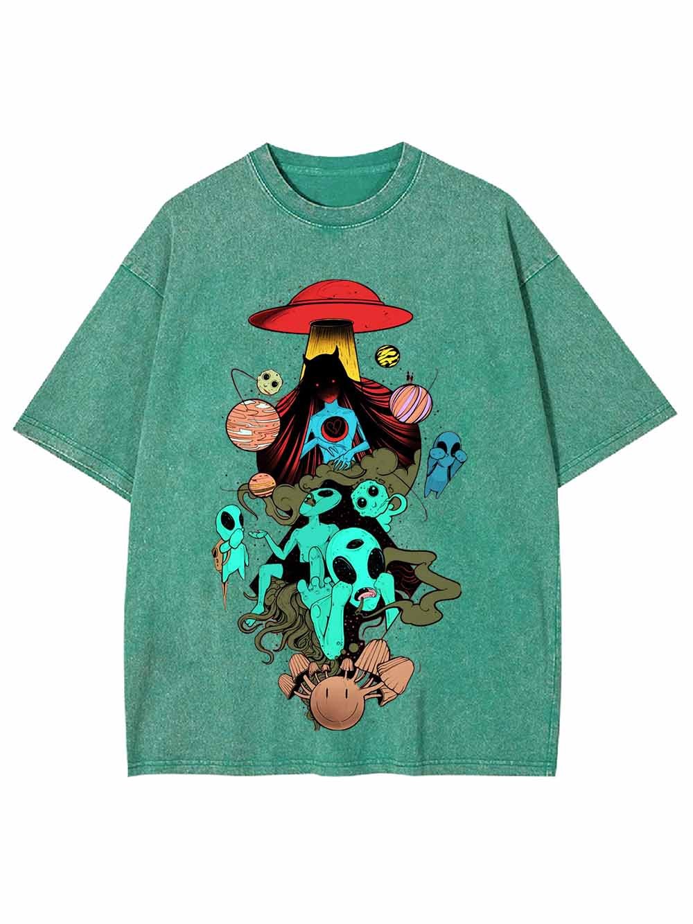 UFO and Alien Gathering Washed Tshirt
