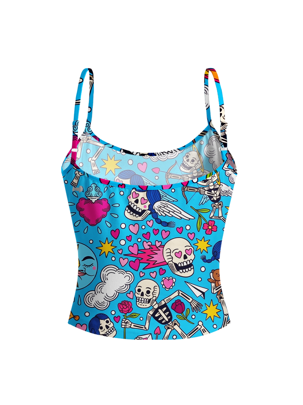 SKELETON LOVE FULL-PRINT SPAGHETTI-STRAP TOP