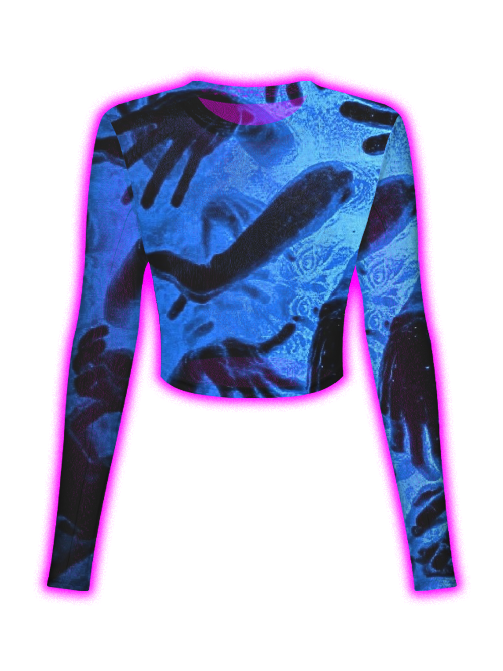 BLUE ABSTRACT HANDPRINTS MESH TOP
