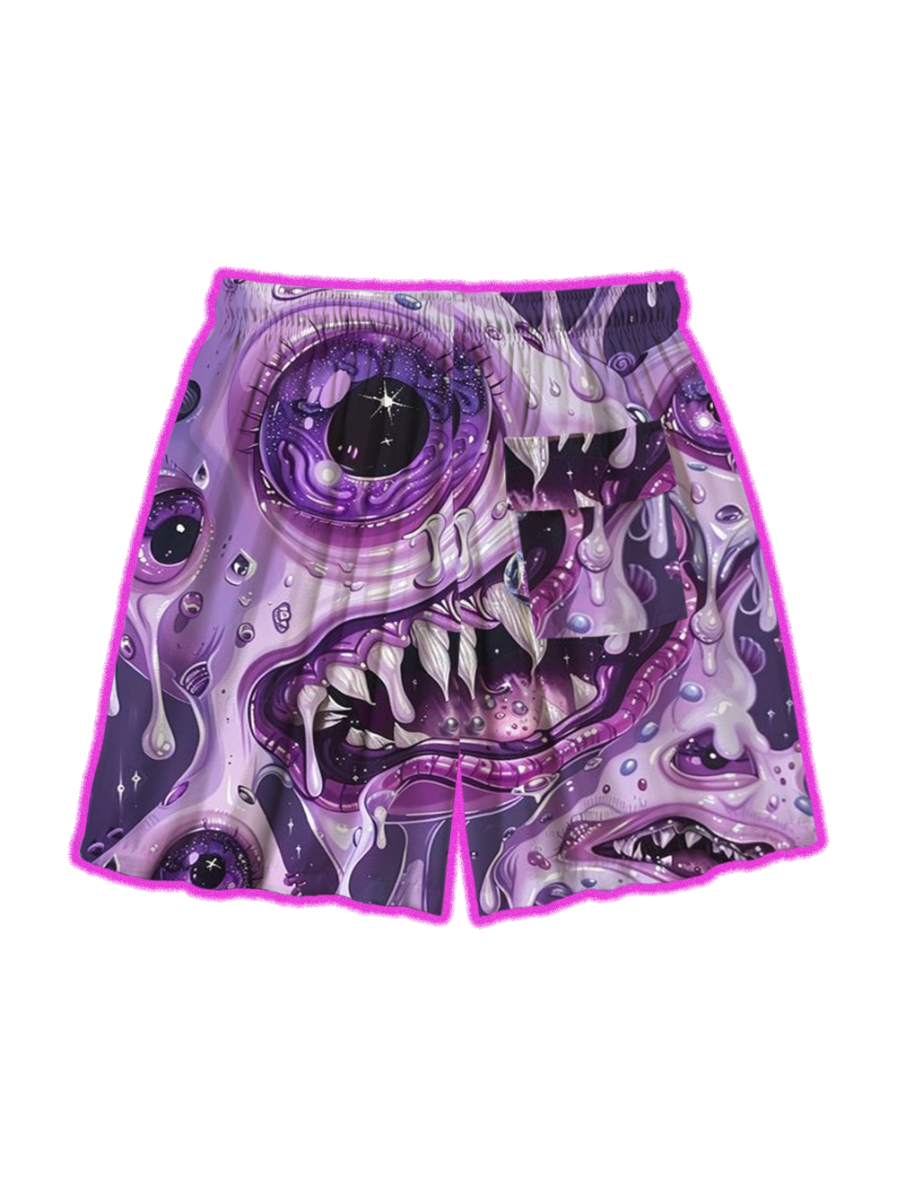 PURPLE MONSTER MELTING EYE ALL OVER PRINT SHORTS