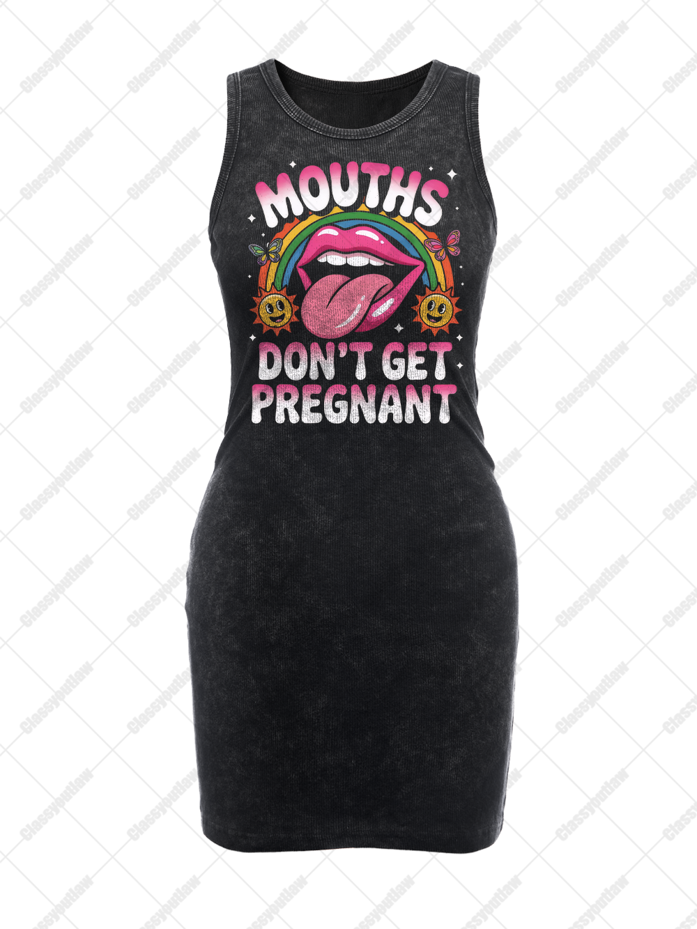 DON'T GET PREGNANT VINTAGE BODYCON TANK DRESS