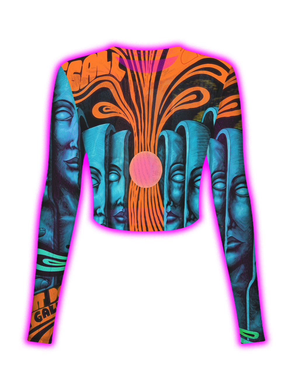 ORANGE BLUE GODS MESH TOP