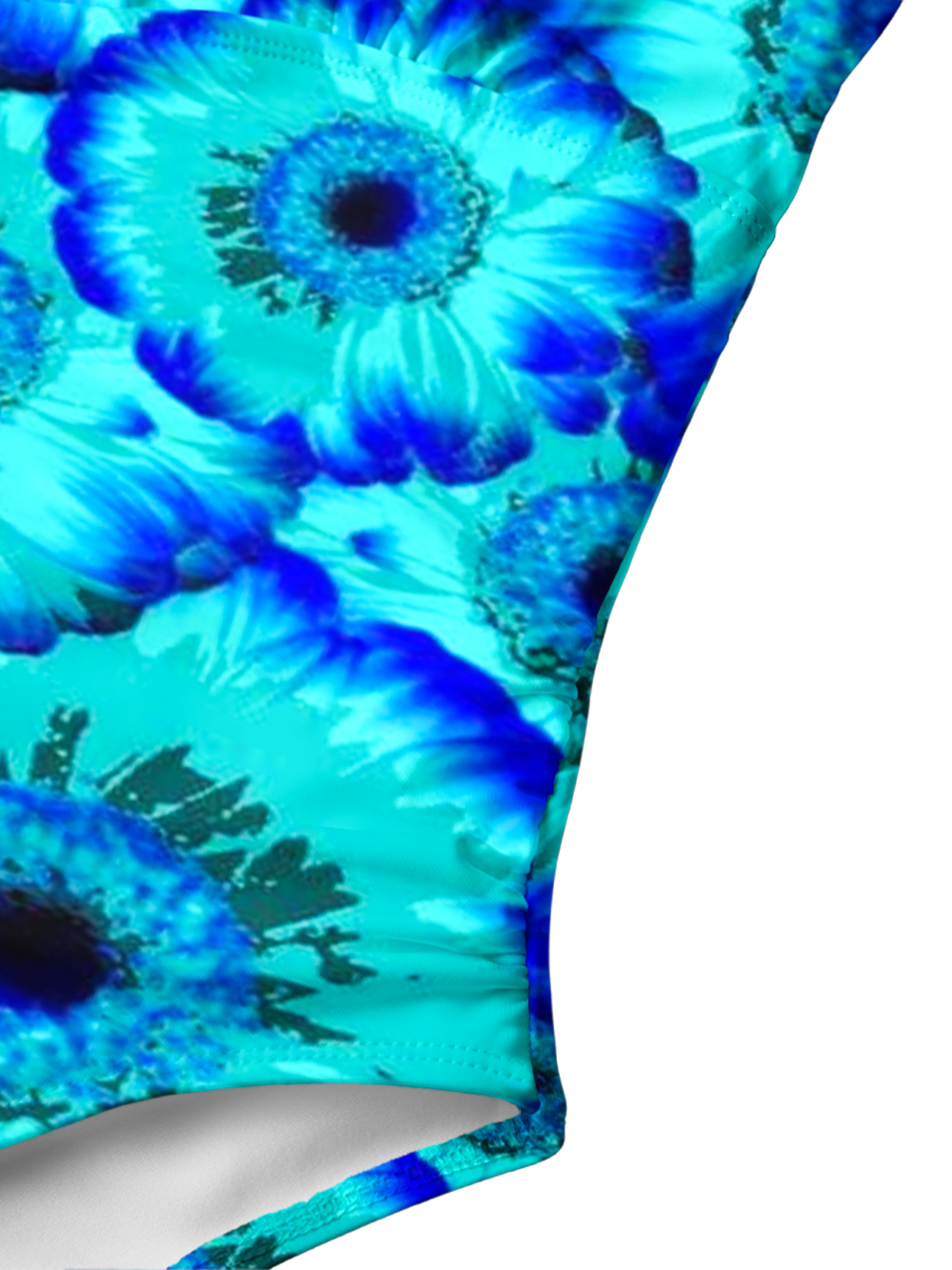 BLUE BLOOM FLORAL PRINT FITTED V-NECK ONE PIECE SWIMSUIT