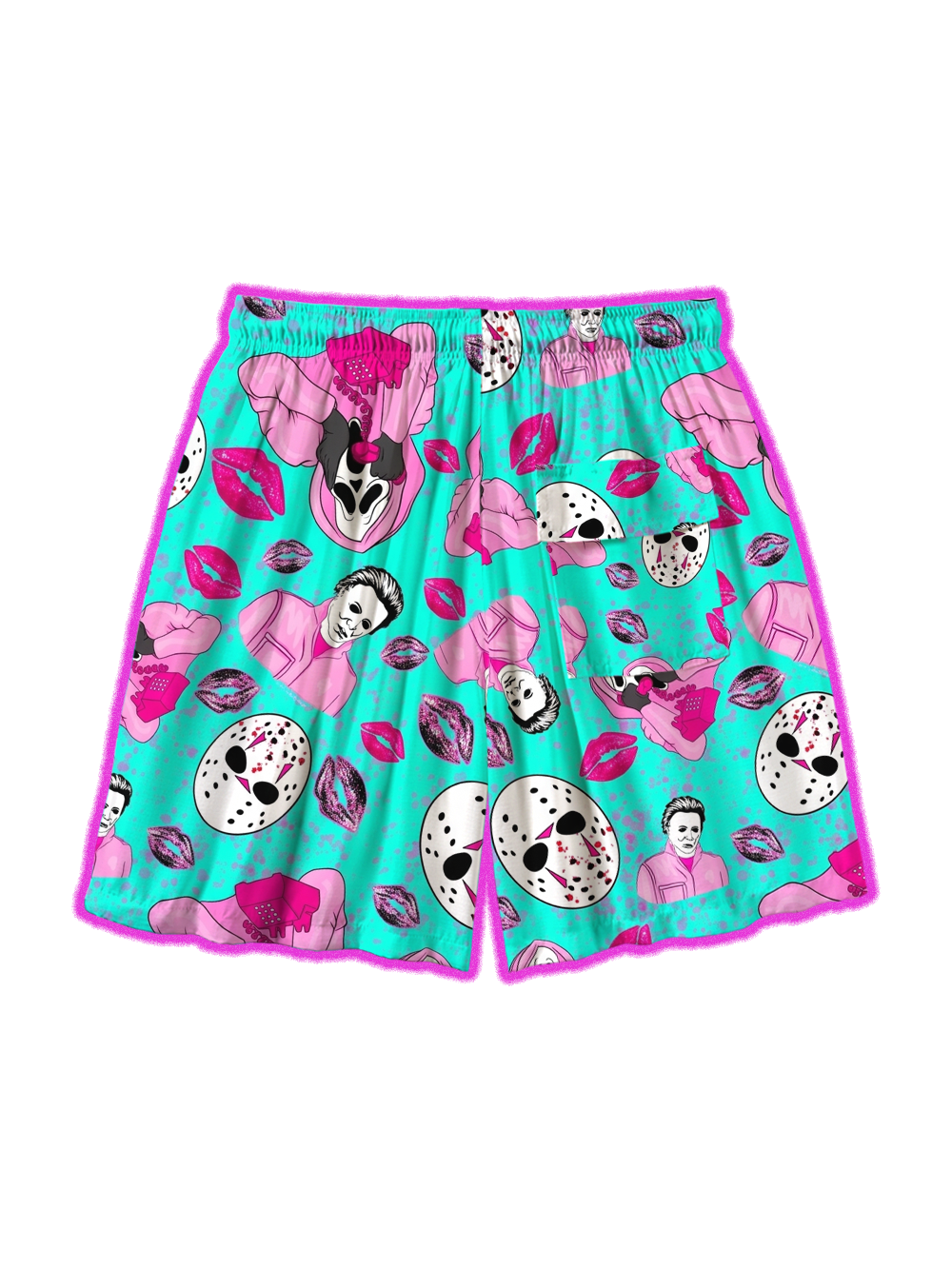 PINK HORROR ICONS ALL OVER PRINT SHORTS