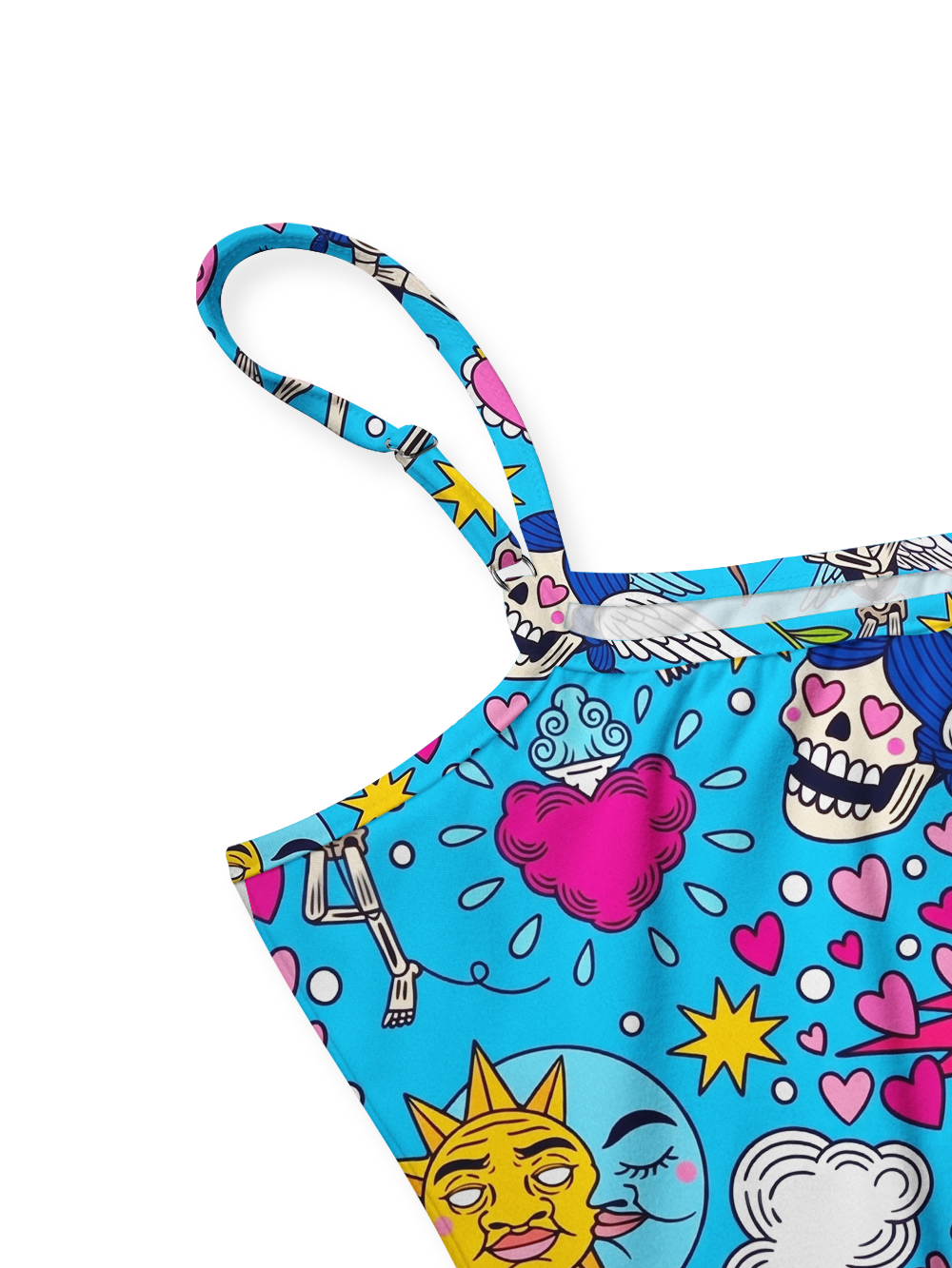 SKELETON LOVE FULL-PRINT SPAGHETTI-STRAP TOP