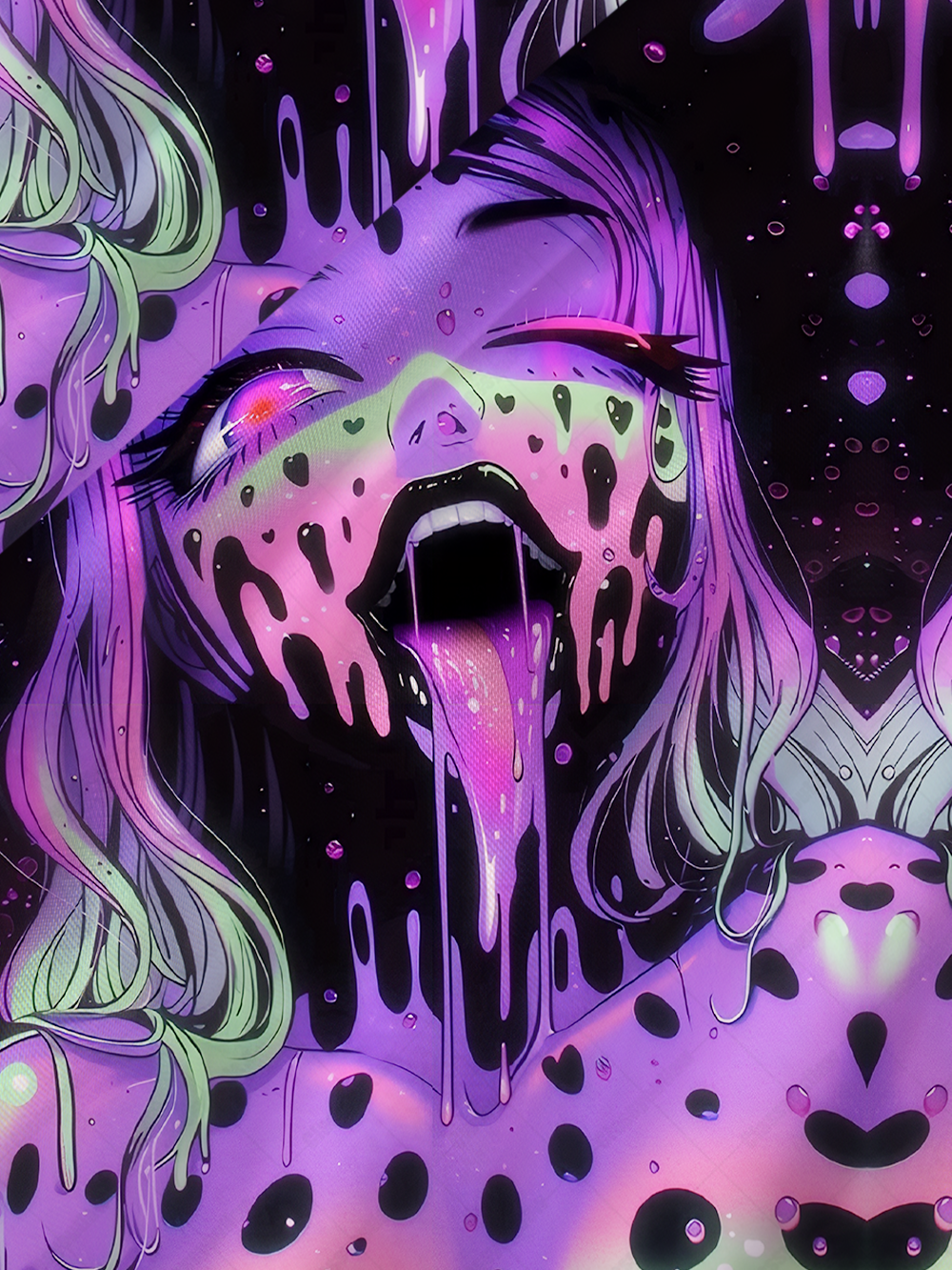 Mind Melt – Trippy Neon Satin Cross Back Mini Dress