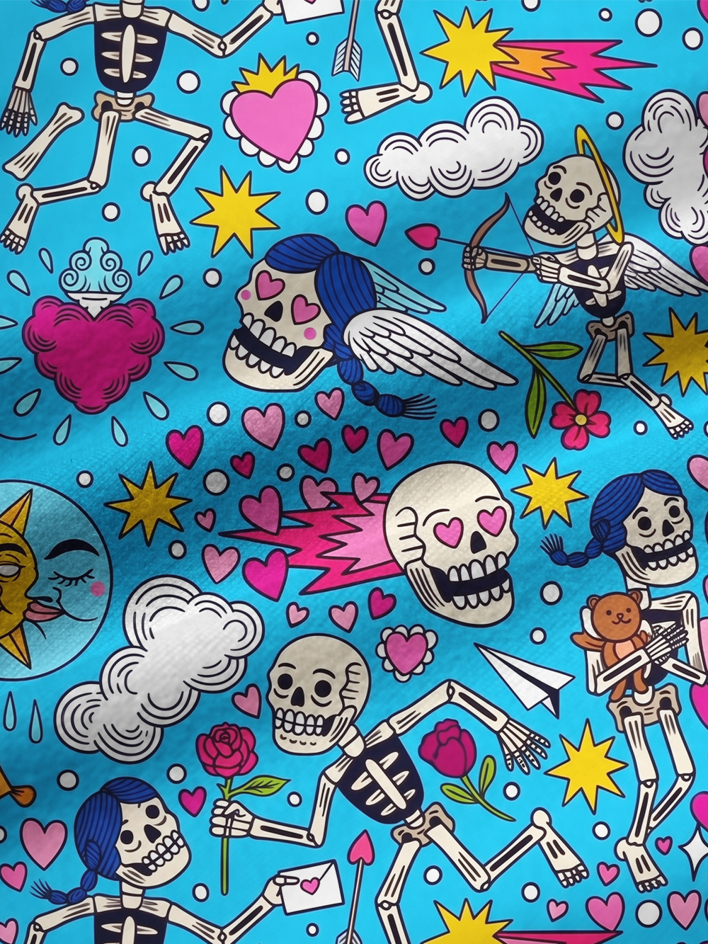 SKELETON LOVE FULL-PRINT SPAGHETTI-STRAP TOP