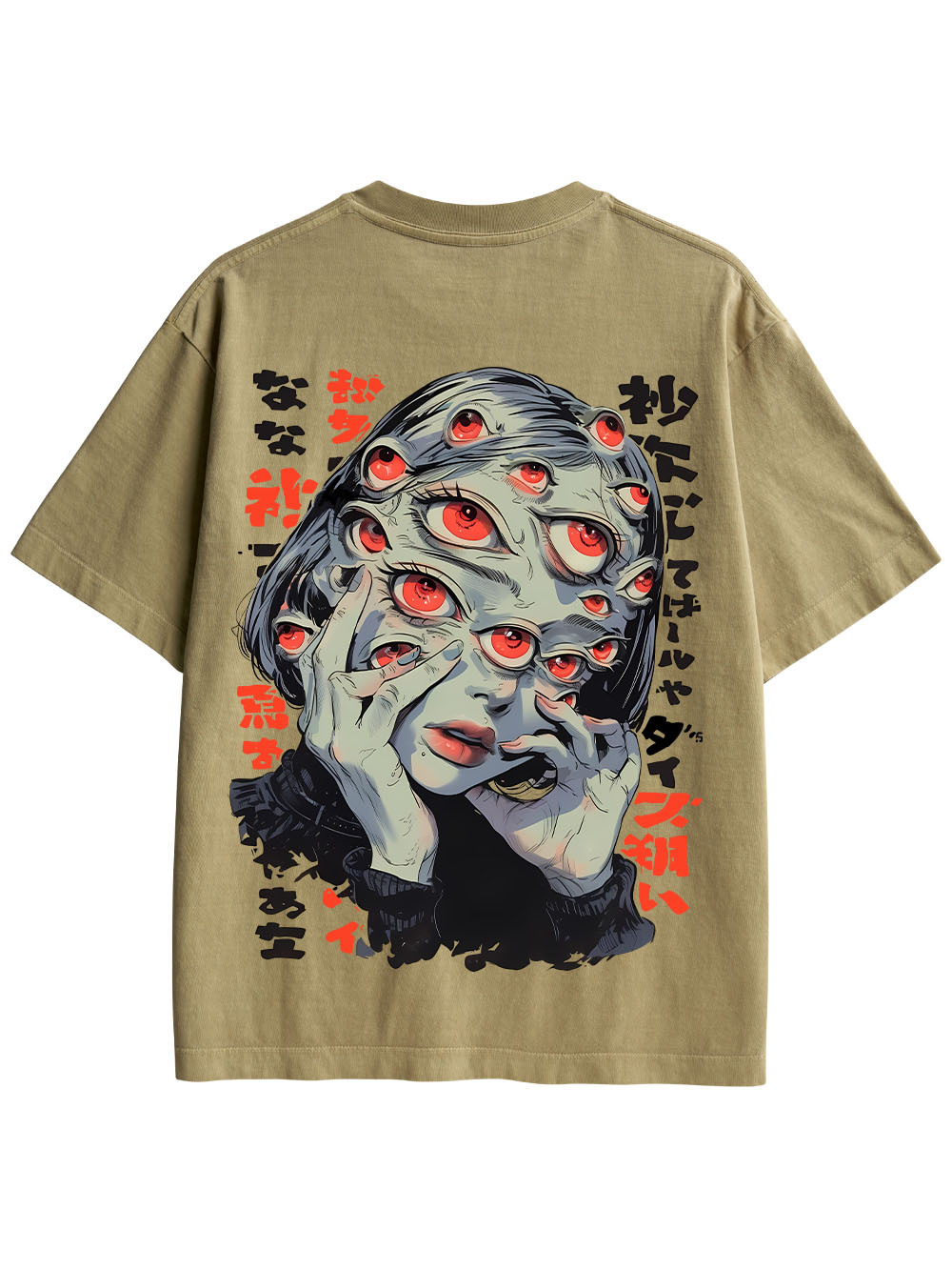 THOUSAND EYES GAZE DOUBLE SIDED PRINT WASHED TSHIRT