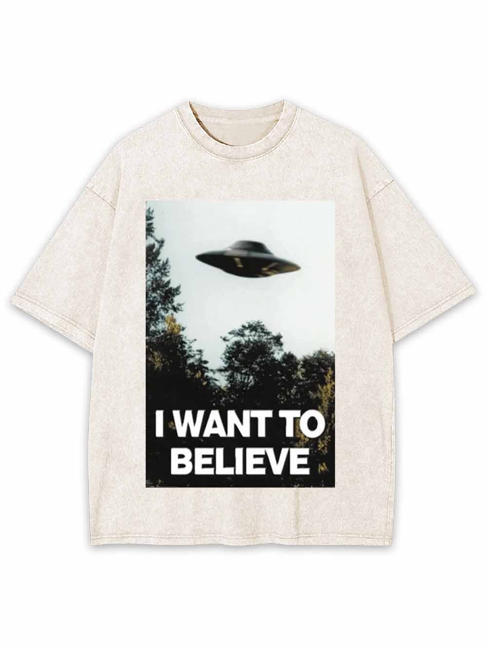 I WANT TO BELIEVE WASHED TSHIRT